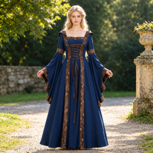 Medieval Hooded Bell Sleeve Corset Maxi Gown, Renaissance Elf Princess Costume Dress Bulk Wholesale