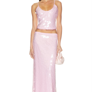 Pink Sequin Cami Stage Performance Two Piece Set